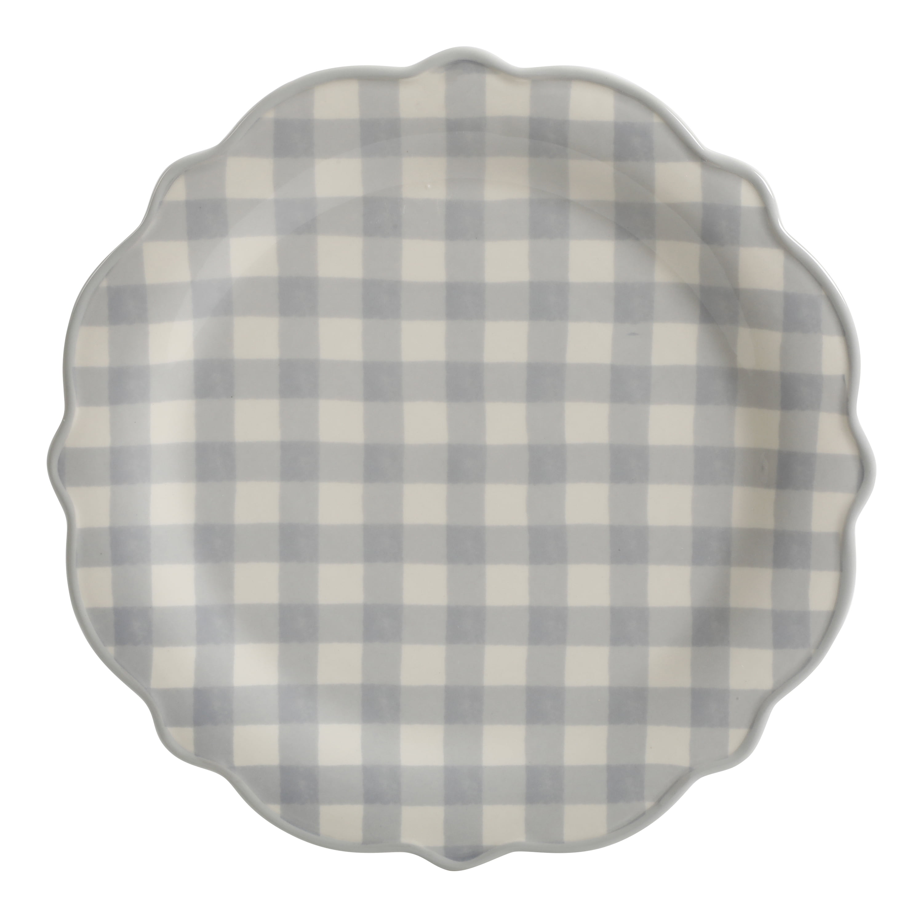 The Pioneer Woman Gray Gingham Round 10.75-Inch Round Ceramic Dinner Plate