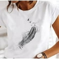 thumbnail image 2 of Nouveau T-Shirt pour Femmes Vert Bleu Toner Impression Manches Courtes Décontracté Week-End Abstrait Impression 3D Peinture, 2 of 6