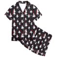 thumbnail image 4 of Byoo Christmas Toddler Girls Outfit Set Tree Print Button Down Short Sleeved Shirt Shorts Sleepwear Silk Soft Homewear, 4 of 4