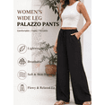 thumbnail image 5 of TELALEO Women's Wide Leg Palazzo Pants, Flowy Drawstring Elastic Waist Trousers with Pockets, Summer Casual Beach Vacation Pants Size L, 5 of 7