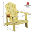 thumbnail image 2 of Gymax Chaise de Patio, Résistante aux Intempéries, à Lattes, de Style Adirondack, avec Porte-Gobelet, Jaune., 2 of 8