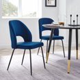 thumbnail image 2 of Side Dining Chair, Set of 2, Black Blue Navy, Velvet, Modern Contemporary, Kitchen Room Cafe Bistro Restaurant Hospitality, 2 of 8