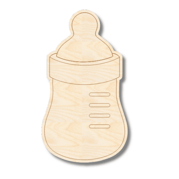 Unfinished Wood Etched Baby Bottle Shape 3" / 1/4"