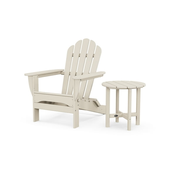 Trex Outdoors Monterey Bay Folding Outdoor Adirondack Chair with Side Table in Sand Castle