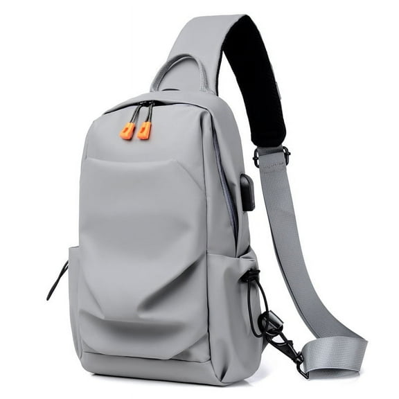 Sling Bag for Men and Women,Crossbody Backpack Shoulder Daypack with USB Lightweight Multipurpose Chest Bag for Travel Hiking (grey)