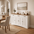 thumbnail image 4 of Aiho 55.1" W Sideboard Buffet Cabinet, Modern Wood Kitchen Sideboard with 3 Drawers & 4 Doors, Buffet Table for Kitchen, Dining Room, White and Brown Top, 4 of 11