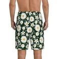 thumbnail image 3 of Kdxio White Daisies and Bee Print Mens Sleep Shorts Bottoms Soft Comfy Pajama Wear Pants with Drawstring Pockets, 3 of 7
