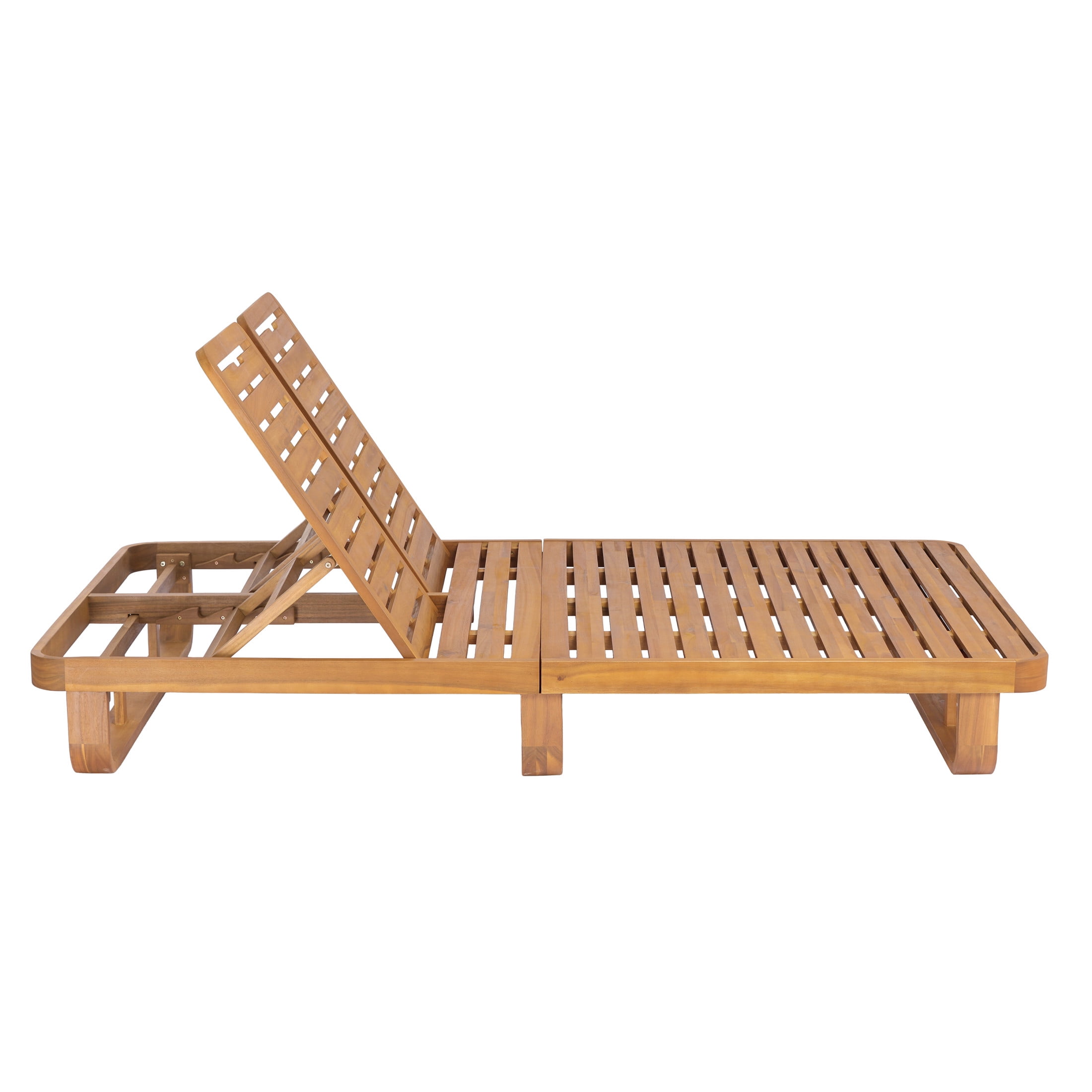 Christopher Knight Home Acacia Wood Outdoor Double Chaise Lounge with Adjustable Backrests, Natural