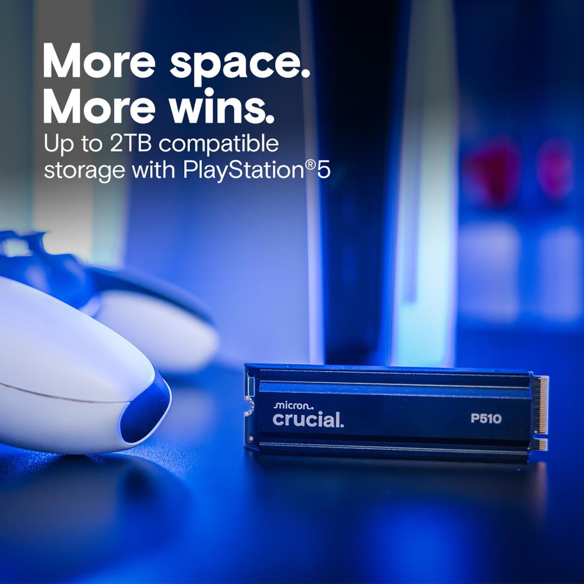 Crucial P510 2TB NVMe PCIe Gen5 M.2 2280 Internal Gaming SSD with Heatsink
