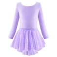 thumbnail image 4 of WIBACKER 3-12Y Girls Ballet Leotards Toddler Long Sleeve Crisscross Back Dance Dress Outfit with Removable Shiny Skirt Combo, 4 of 14