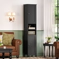 thumbnail image 4 of 67" H Narrow Bathroom Floor Storage Cabinet with Adjustable Shelves & Doors, Tall Bathroom Cabinet for Small Space, Living Room, Entryway, Kitchen, Black, 4 of 8