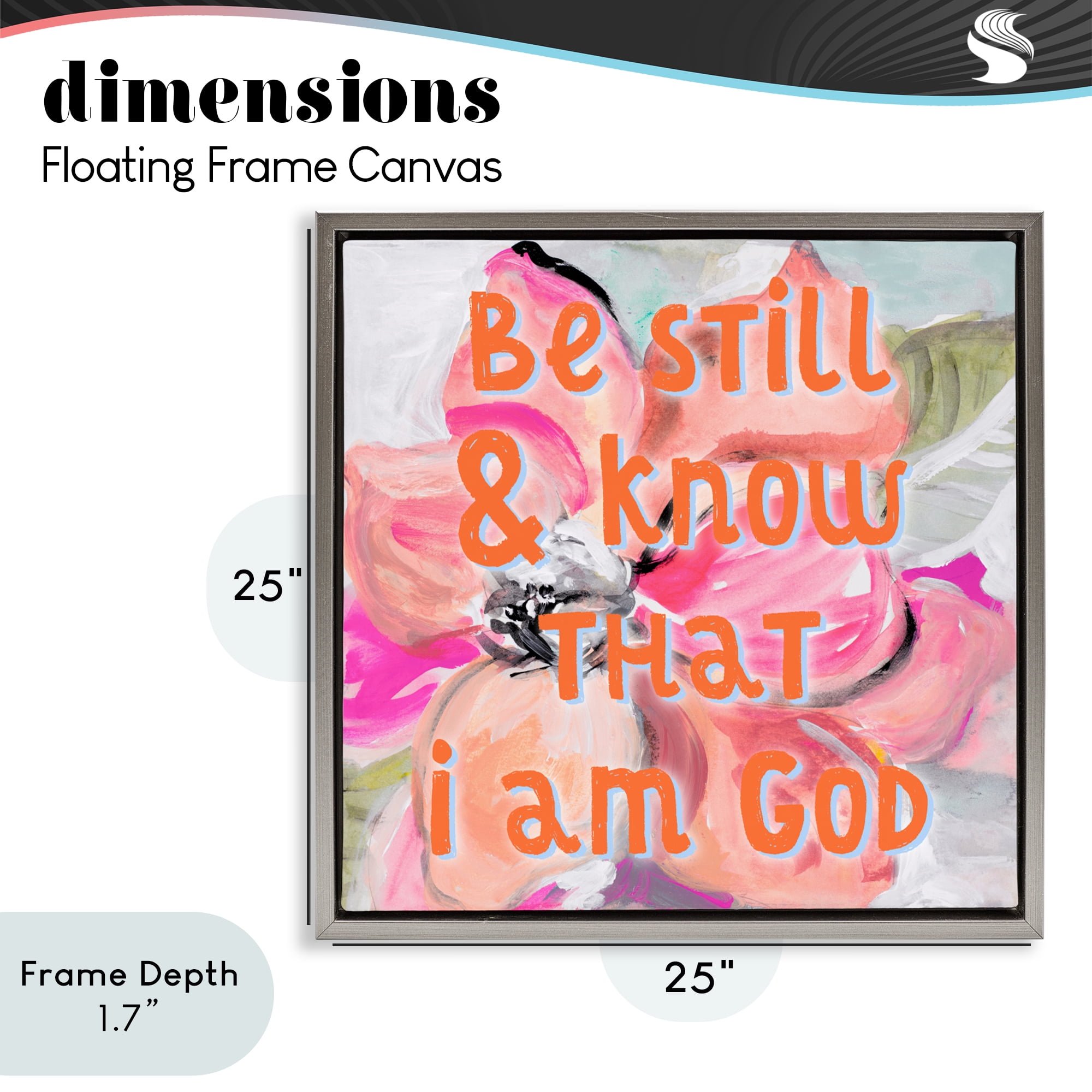 Stupell Industries Bright Be Still Scripture Gray Framed Floater Canvas Wall Art, design by Lanie Loreth