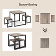 thumbnail image 5 of 3-Piece Compact Square Dining Table Set for 2 People with Two Matching Benches, Grey, 5 of 10
