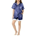 thumbnail image 4 of Kids Girls Pajama Set Bow Print Short Sleeve Button Down Sleepwear with Shorts Set Sleepwear Loungewear Set Cute Pjs for Girls 6-7 years, 4 of 4