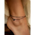 thumbnail image 4 of ChainsProMax Stainless Steel Black Ankle Bracelets for Women Layered Heart Charm Anklets Foot Chain Summer Boho Beach Gift, 4 of 7