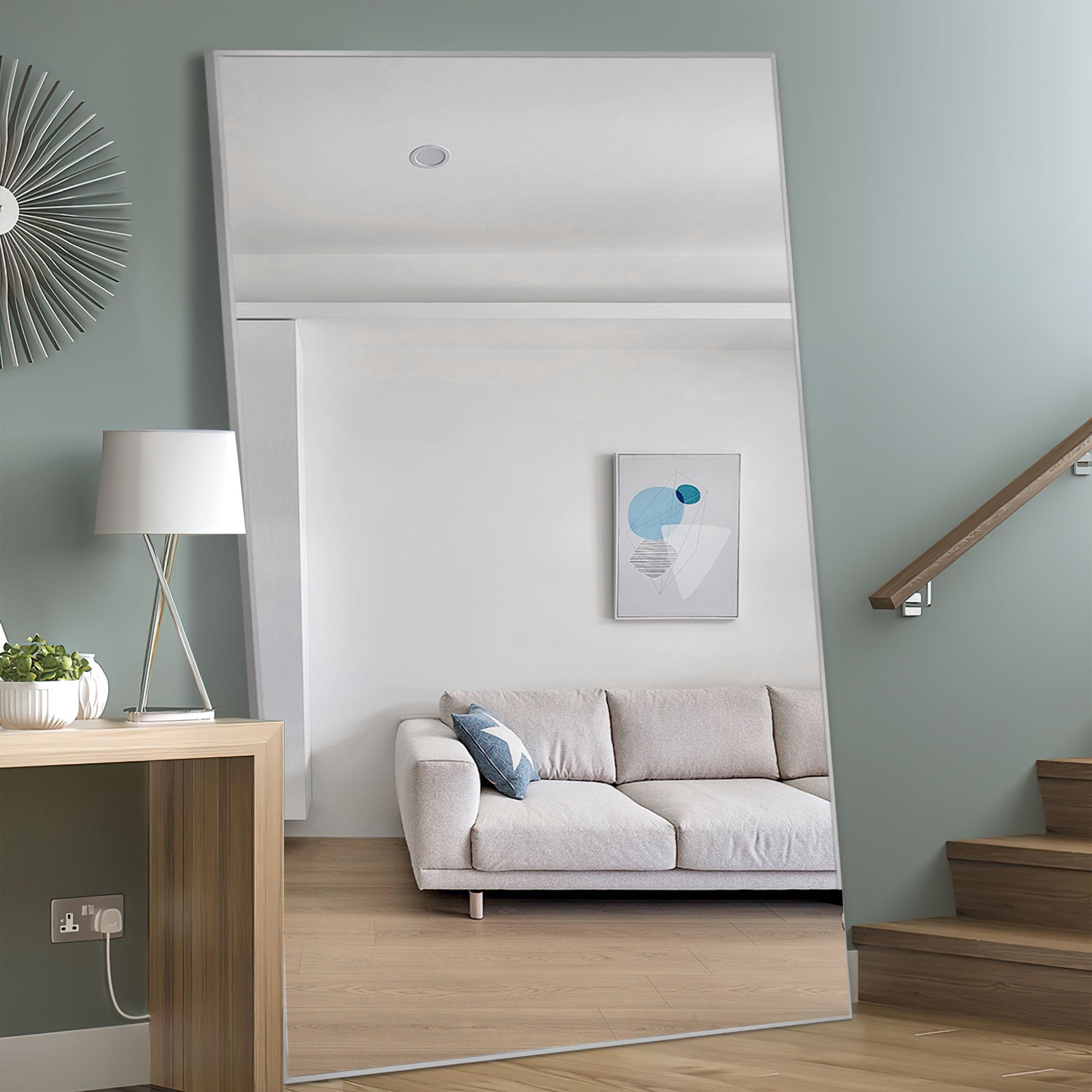 Full Mirror Full Length Mirror Floor Mirror Modern Silver Rectangle Oversized Mirror,71x32
