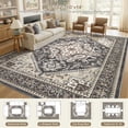 thumbnail image 5 of UERMEI 10'x14' Area Rugs for Living Room, Washable Vintage Large Area Rugs for Bedroom Dining Room Office, Retro Soft Low Pile Floral Rug Home Decor Carpet, Black&Beige, 5 of 7