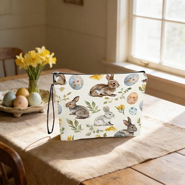 Bolsa de almacenamiento de Pascua, bolsa de aseo de viaje con cadena y asa antideslizantes, bolsa de almacenamiento de cosméticos, bolsa de lavado portátil, adecuada para regalos navideños y campament