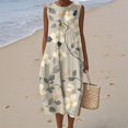 thumbnail image 2 of Women's Summer Maxi Dress 2043 Sleeveless Round Neck Floral Elegant Temperament Dress Casual Loose Long Beach Sundress Travel Vacation Outfits, 2 of 2