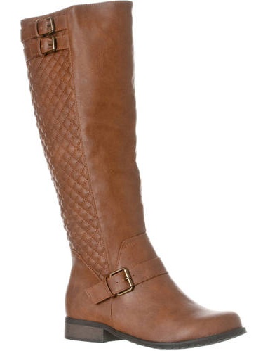 brown quilted knee high boots