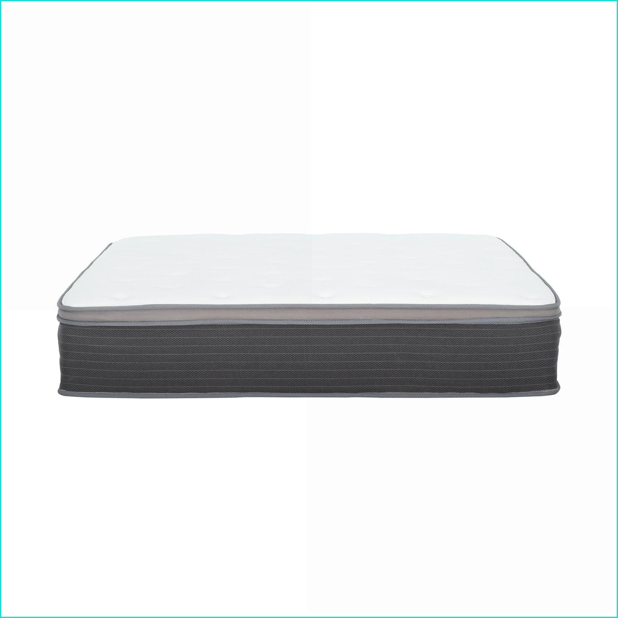 Mattresses, 12 in. King Size Hybrid Mattress with Plush Euro Top, Gel Memory Foam & Pocket Springs | White/Gray | Fabric