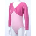thumbnail image 3 of Hansber Kids Girls Velvet Leotard Backless Bodysuit Long Sleeves Tank Ballet Dancewear Sportswear Pink 140, 3 of 7