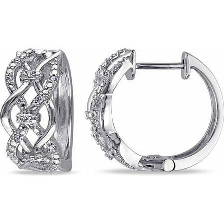 Miabella Diamond Accent Sterling Silver Cross-Over Infinity Hoop Earrings