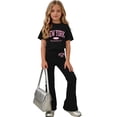 thumbnail image 6 of Amidoa Girls Summer 2 Piece Outfits Kids Print Short Sleeve and Pants Casual Clothing Sets Black Size 14, 6 of 7