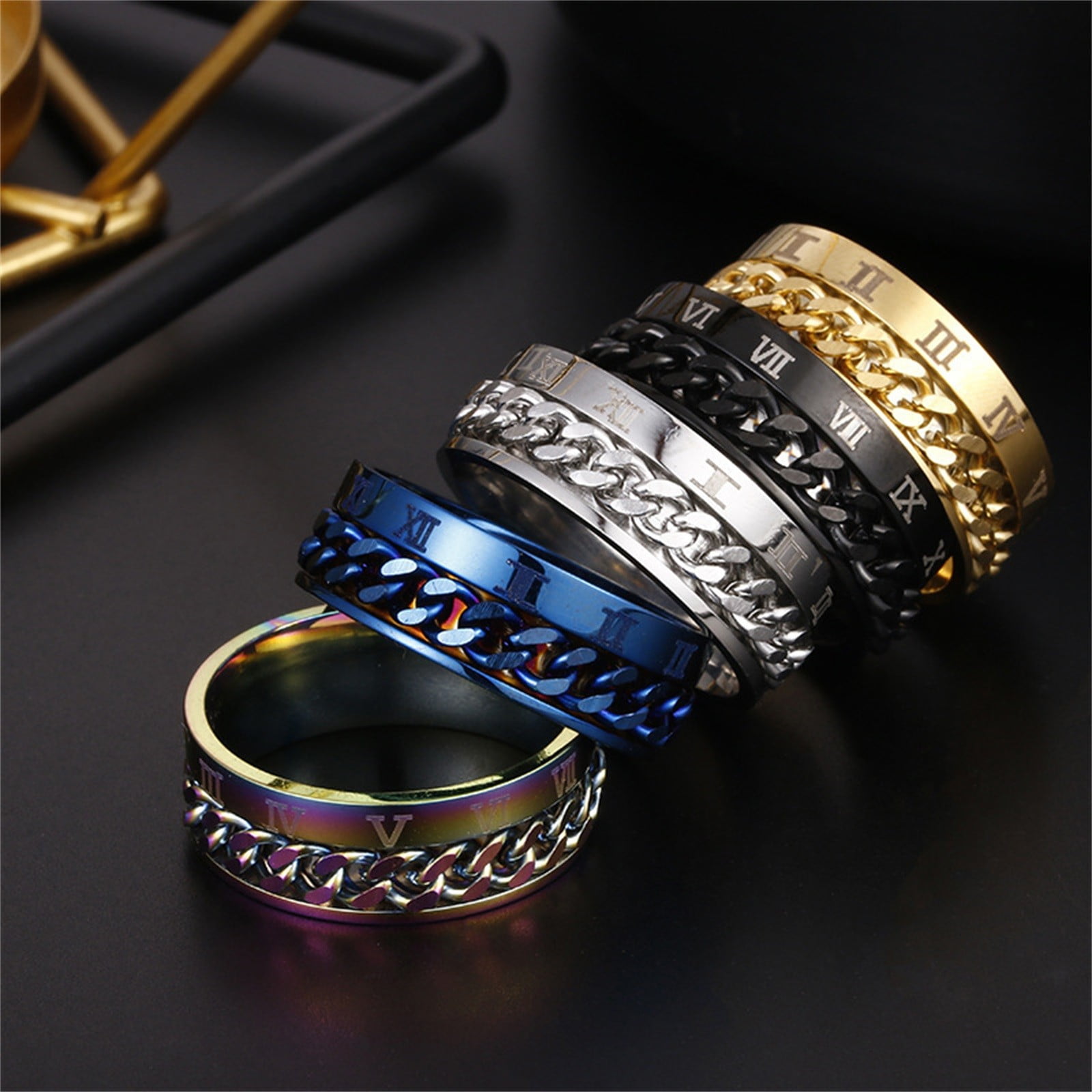 Mnjin New Siple Transfer Jewelry Men S Titanium Steel Rotatable