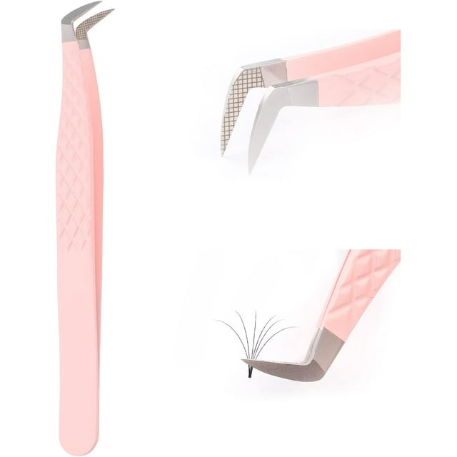 Lash Tweezers for Eyelash Extensions Fiber Tip Volume Lash Tweezers Professional Artist Tech Work Kit Tools Eyelash Tweezers for Light Volume or Mega Volume Fans Curved Tweezers