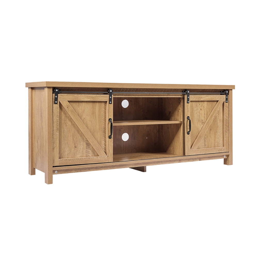 Finihen TV Stand, TV Cabinet, Media Center Console Cabinet with Sliding Barn Door, Media Entertainment Center with Storage, for Living Room, Bedroom, Natural