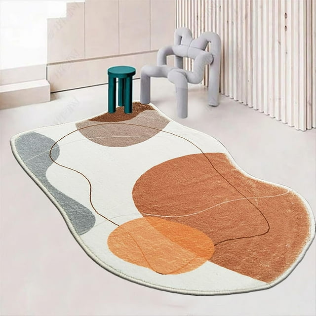 Area Rug, Irregular Shape, Modern Abstract, 31.5x47in, G, Indoor, Machine Woven, Non Slip, Easy Care, For Living Room, Bedroom, Study Room