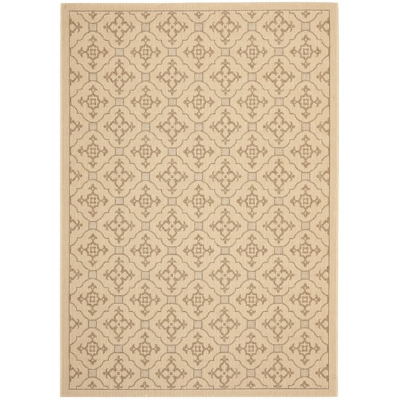 SAFAVIEH Courtyard Alastar Geometric Indoor/Outdoor Area Rug, Creme/Brown, 5'3" x 7'7"