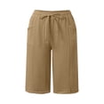thumbnail image 6 of CAIVO Women Fashion Straight Leg Casual Pants Slacks Trousers Calf Length Solid Color High Waist Sports Loose Pants Holiday Streetwear, 6 of 8
