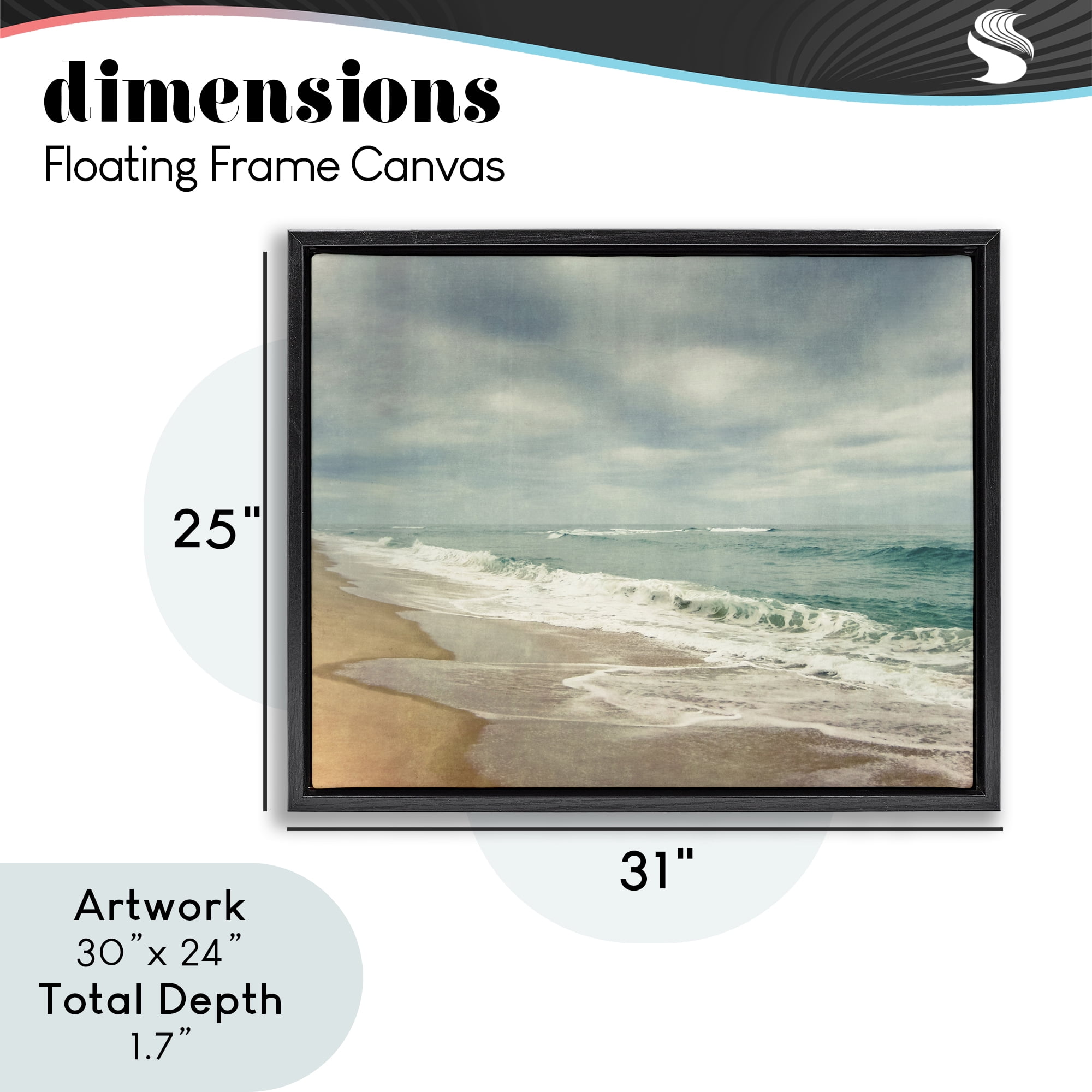 Stupell Industries Tranquil Waves Along Sandy Coast Black Framed Floater Canvas Wall Art, design by Dirk Wüstenhagen