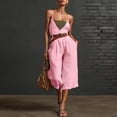 thumbnail image 2 of Purcolt Overalls for Women Dressy Casual Square Neck Spaghetti Strap Wide Leg Cropped Baggy Jumpsuit Lightweight Loose Fit Rompers with Pockets, No Belt, 2 of 8