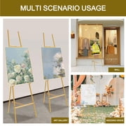 G TALECO GEAR Gold Easel Stand for Sign, Picture Display Stand, Art Easel for Painting, Wedding, Poster, Lightweight Metal, Adjustable 3-Tier, 53.6in