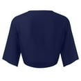 thumbnail image 6 of 2DXuixsh Womens Cardigan Sweaters Simple Women Tie Front Chiffon Short Sleeve Cropped Sheer Bolero Cardigan Crew Neck Classic Sweater Knit Cardigan Navy Size S, 6 of 6