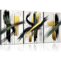 Abstract Wall Art Gold Black and White Lines Picture Canvas Prints Modern Line Prints Living Room Bedroom Office Poster Gallery Home Decor（Only canvas）