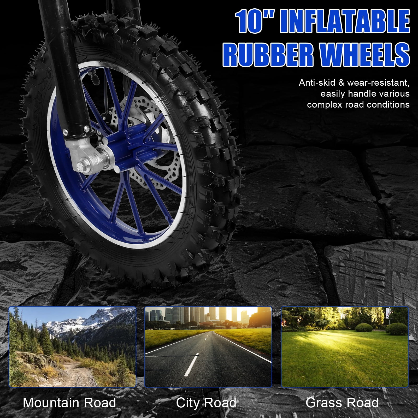 JNXYL Minibike 49cc 2.5HP, Gas Powered, Trail Bike, Pocket Bike - Blue