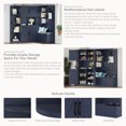 thumbnail image 6 of L-Shaped Hall Tree with Storage and 4 Hooks, Multifunctional 2-in-1 Mudroom Storage Organizer with Bench, Center Storage Open Cabinets for Living Room, Kitchen and Hallway, Antique Blue, 6 of 9
