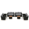 thumbnail image 1 of Gymax Ensemble de Mobilier de Patio en Osier 8 Pcs avec Coussins Amovibles Table Basse de Rangement Gris, 1 of 9