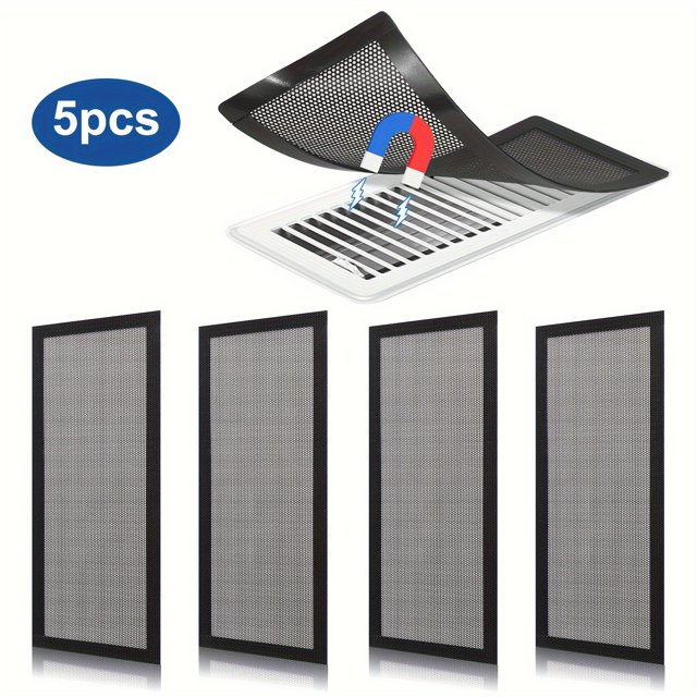 HLONK Lot de 5 Piège Registre de Sol en PVC Écran Magnétique pour Évent Maille Anti-Insectes pour Maison Filtres d'Évent Mural/plafond/sol