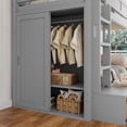 thumbnail image 5 of Luckynote Twin over Twin Bunk Bed, with 4 Storage Drawers and Built-in Wardrobe, Solid Wood Space Saving Frame with Full-Length Guardrails, for Shared Spaces, Beige Gray, 5 of 15