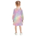thumbnail image 3 of Girls' long-sleeved dress Pastel Rinbow Colors Girls' A-line dress with ribbed cuffs Soft and comfortable, 3 of 6