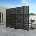 thumbnail image 2 of 72"x47"x16" Outdoor Privacy Screen with Stand Metal Balcony Decorative Screen,Black, 2 of 5
