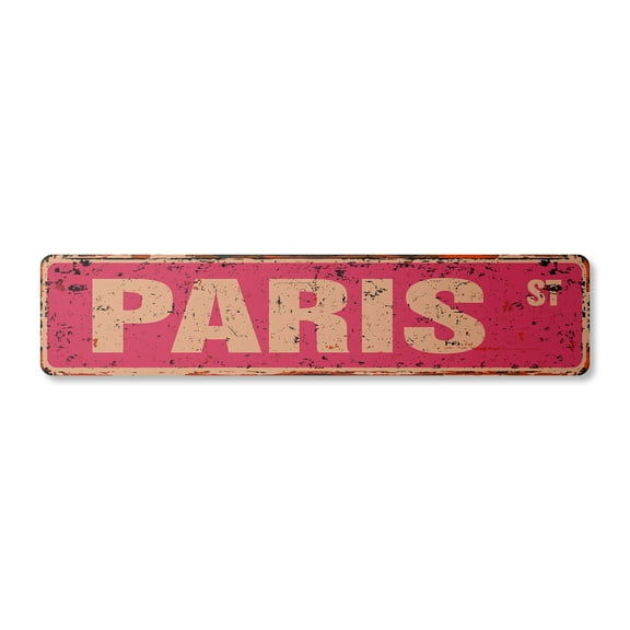PARIS Vintage Plastic Street Sign Childrens Name Room Sign | Indoor/Outdoor |  18" Wide