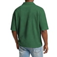 thumbnail image 5 of Qwertyu Men's Quarter Zip Up Tshirts Short Sleeve Collared Waffle Shirts Solid Color Loose Fit Casual Pullover Tops Dark Green 4XL, 5 of 7