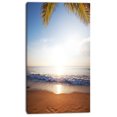 thumbnail image 2 of Deserted Beach with Palm Leaves - Large Seashore Canvas Print, 2 of 3