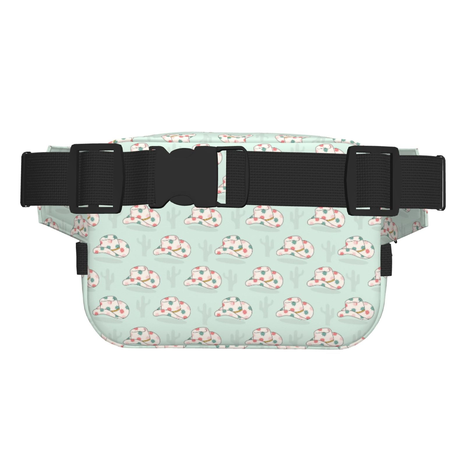 Picia Flora Daisy Cactus Print Square Double-Layer Waist Bag Mini Adjustable Waist Belt Bag Exercise Running Travel Hiking